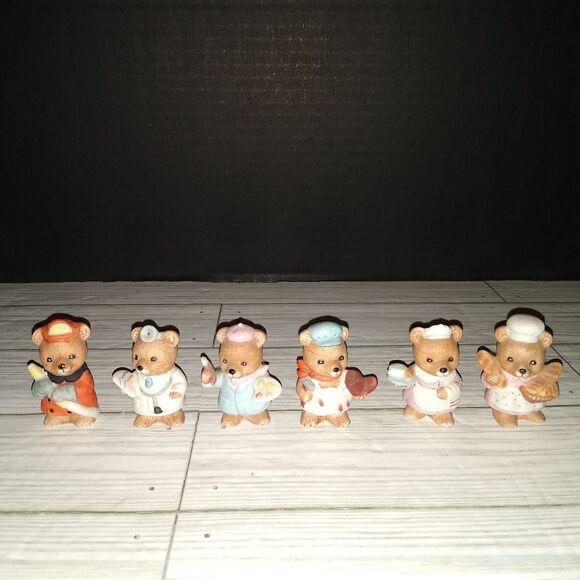 Homco Vintage 1980 Set Of 6 Collectible Career Professional Bear Figurines #8820 - Picture 1 of 10